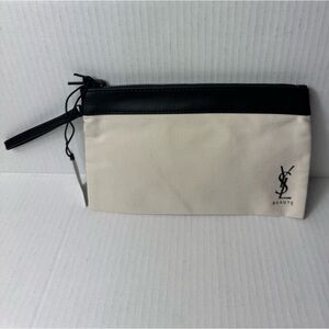 Yves Saint Laurent (YSL) Beaute beige and black cosmetic pouch